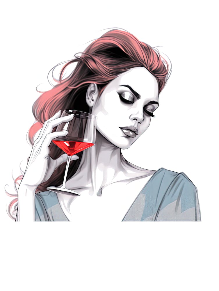 Girl With A Glass Of Wine 1