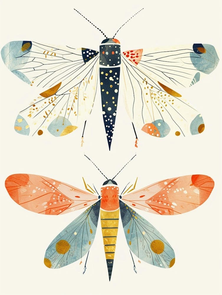 Colourful Insect Illustration Whitefly 7
