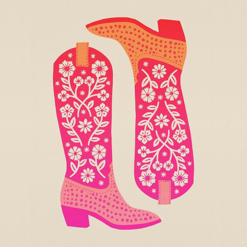 Cowgirl Boots   Hot Pink Ombre Square
