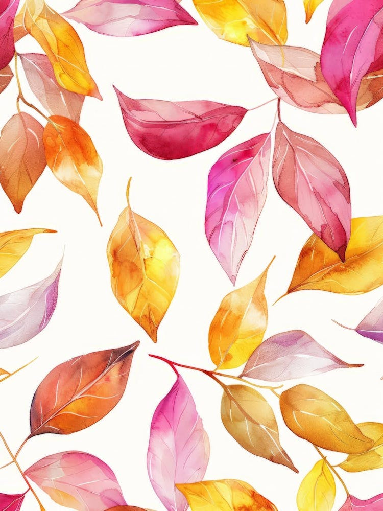 Watercolor Autumn Leaves Seamless Pattern 3