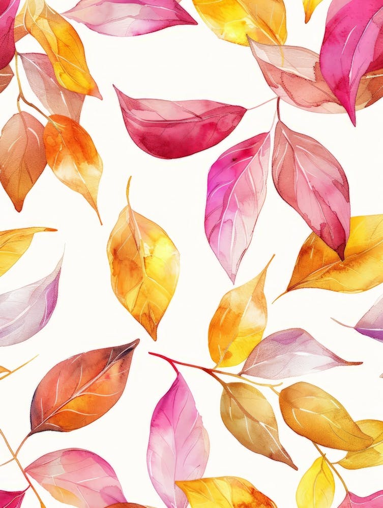 Watercolor Autumn Leaves Seamless Pattern 3