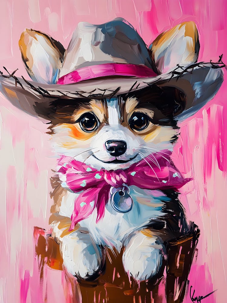 Corgi In Cowboy Hat