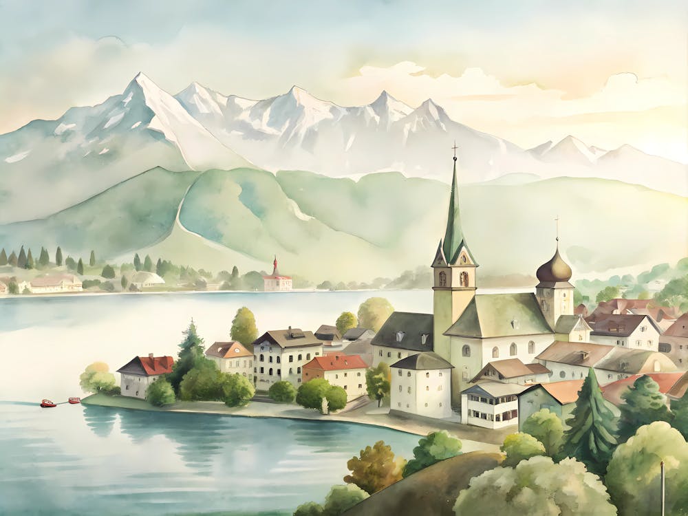 Zurich Switzerland A Vintage Illustration 1