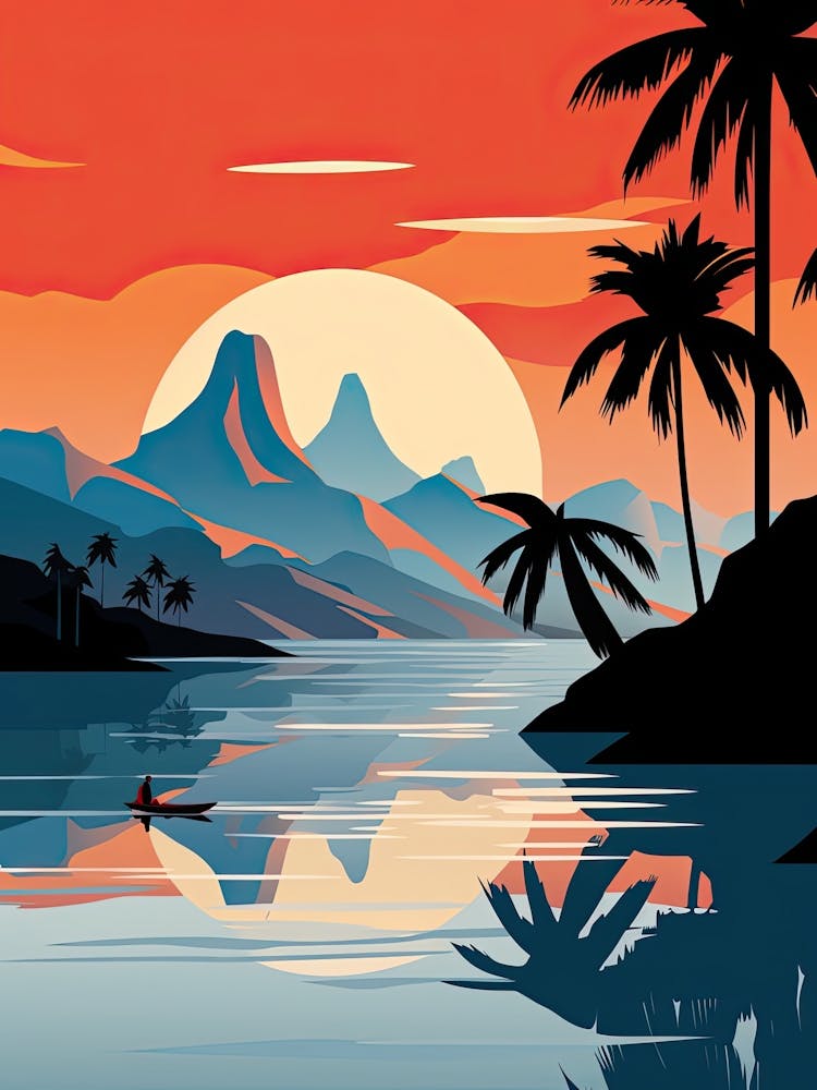 Bora Bora French, Polynesia, Bold Outlines 1