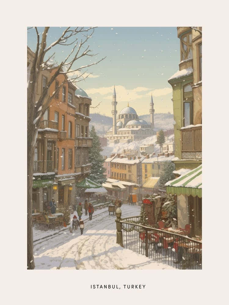 Vintage Winter Poster Istanbul Turkey 2