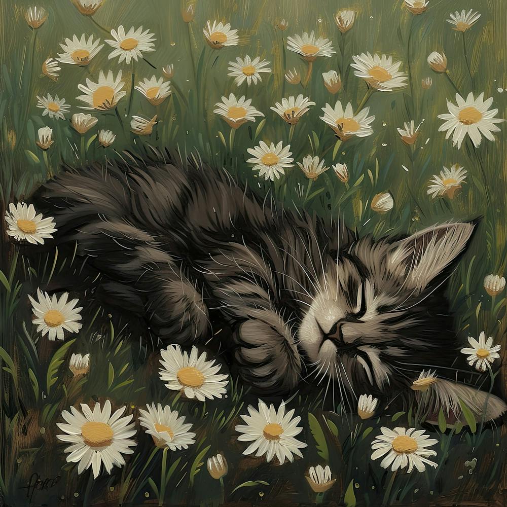 Sleeping Kitten Fairycore Painting 1