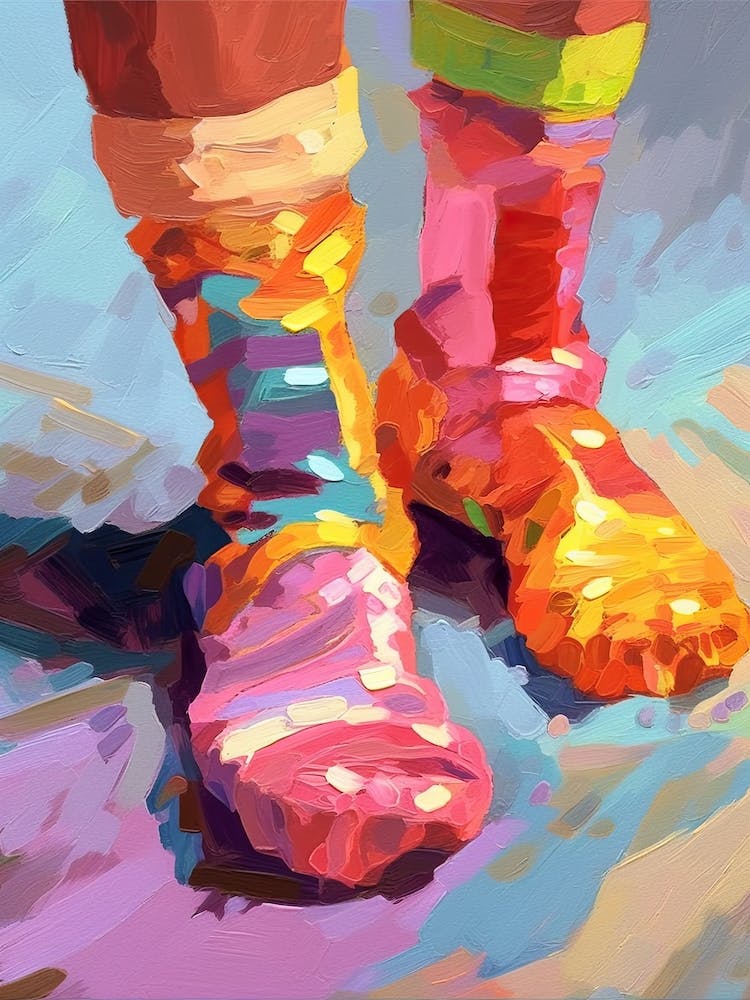 Rainbow Coloured Socks Oil Painting 4