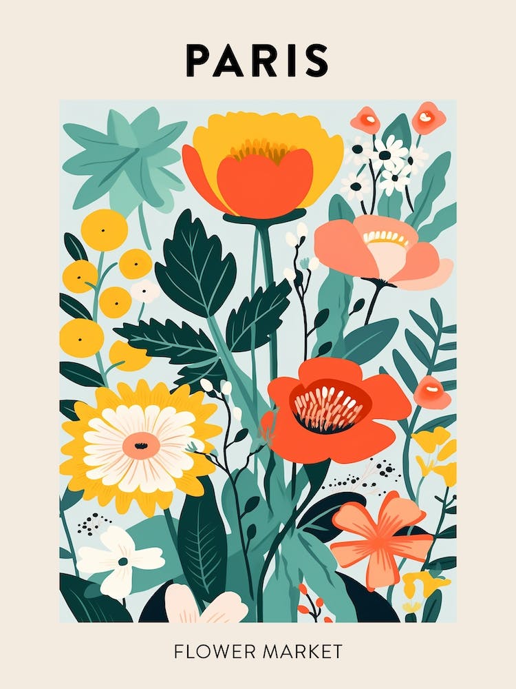 Flower Market Poster Paris France