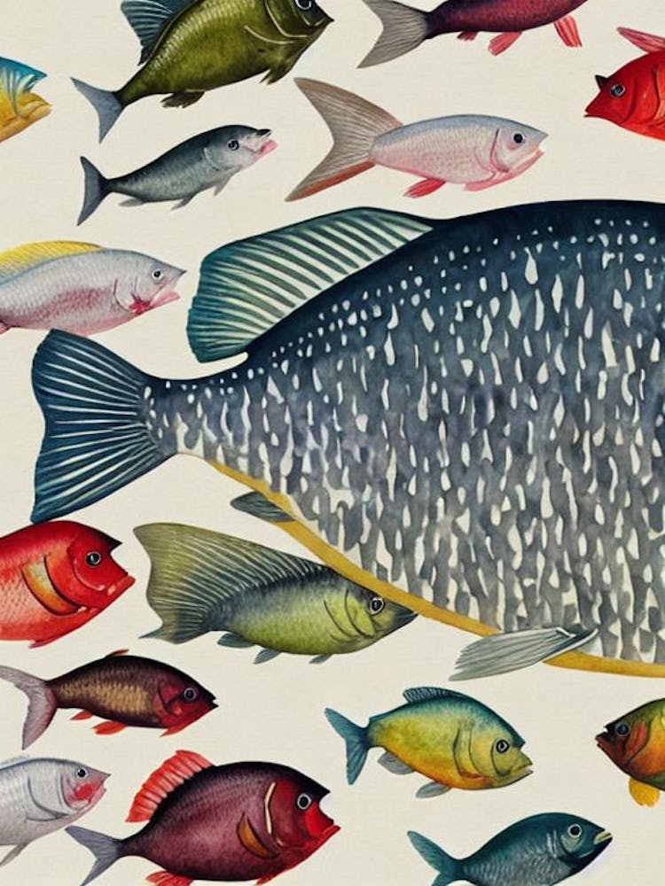 Sea Bream Vintage Graphic Watercolour