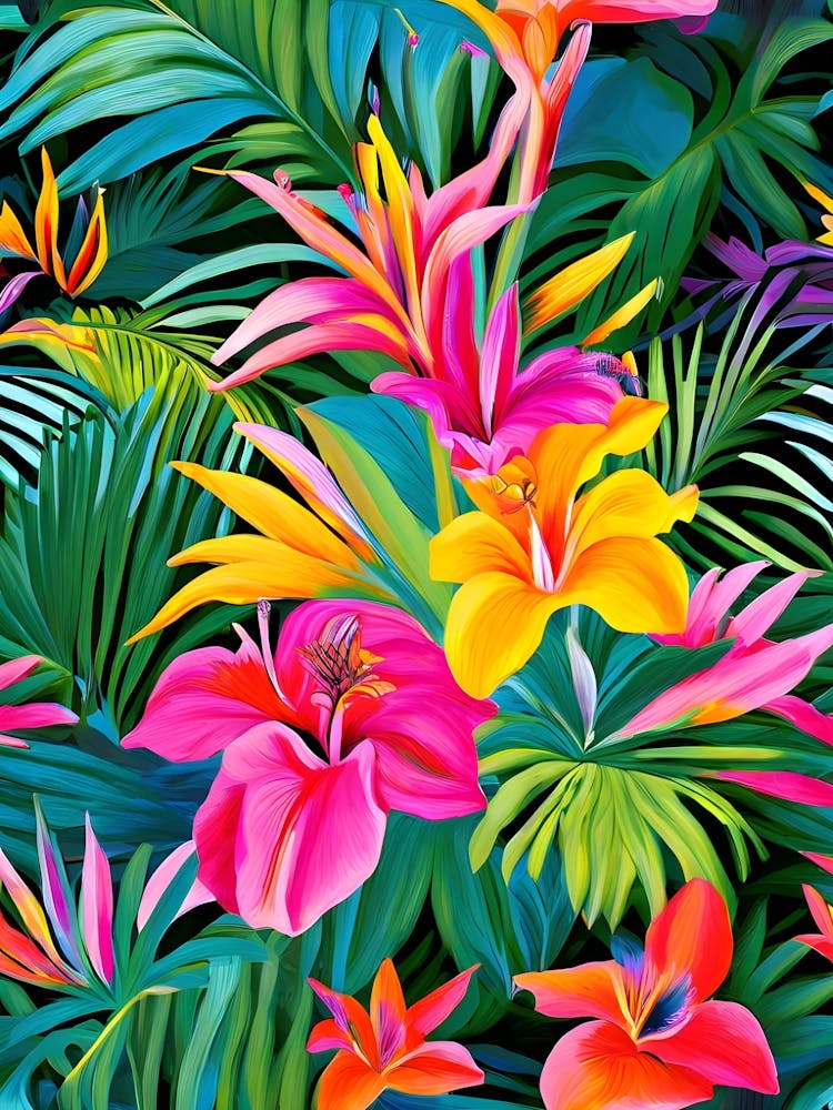 Tropical Garden Bliss Create A Vibrant Tropical Garden Filled With Exotic Flowers In Bright Pinks 1