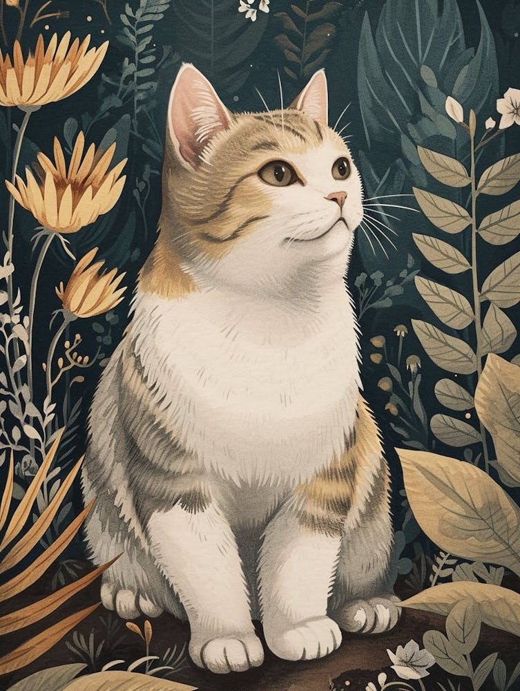 American Shorthair Cat Japanese Illustration 4