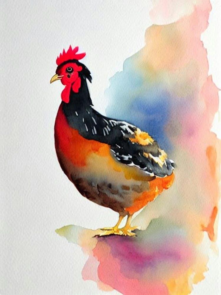 Chicken Watercolour Bird