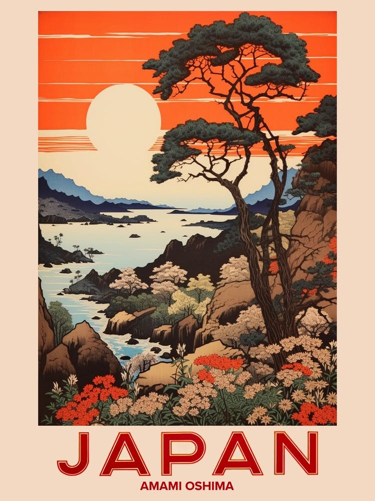 Amami Oshima, Visit Japan Vintage Travel Art 1