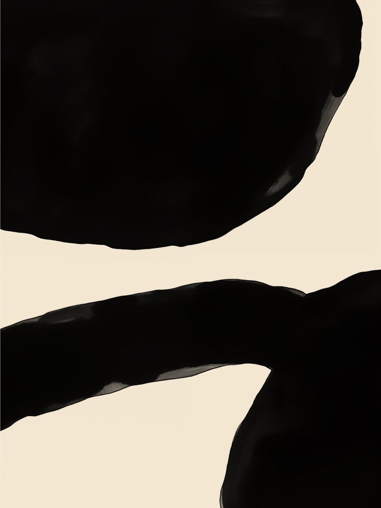 Abstract Black And Beige Painting