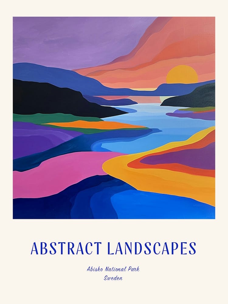 Colourful Abstract Abisko National Park Sweden 2 Poster Blue