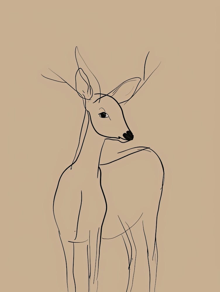 Deer - Boho, Line Art 16