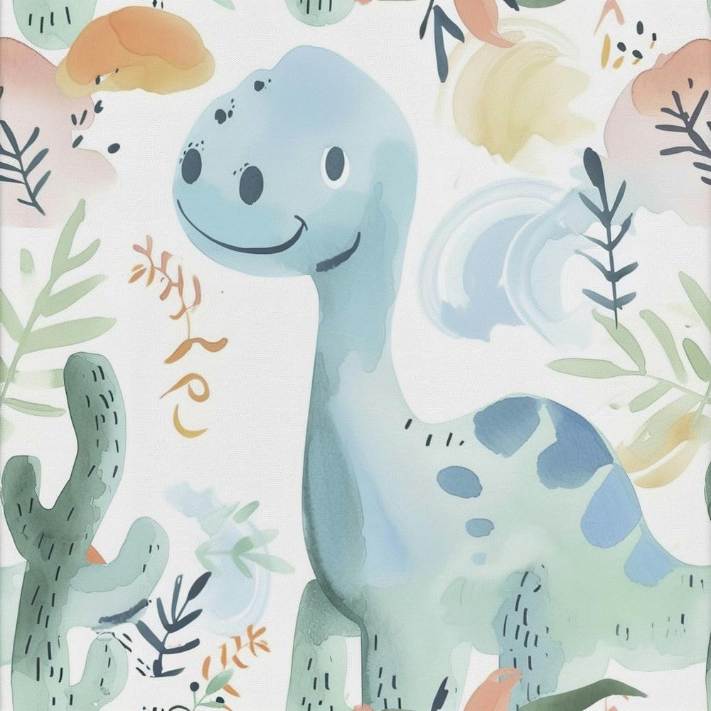 Cute Muted Pastels  Brontosaurus Dinosaur 3