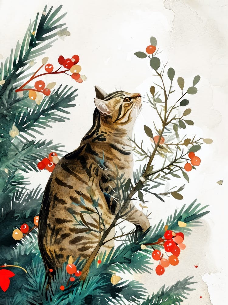 Christmas Cat In A Christmas Tree animal Cat's life