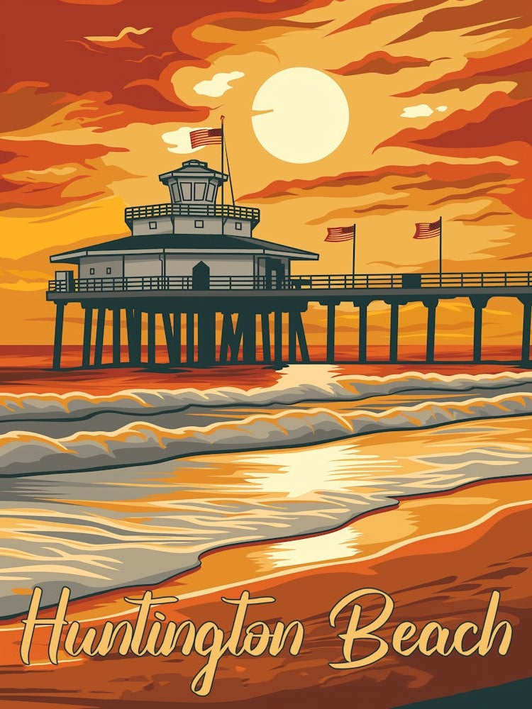 Huntington Beach - A Blast from the Past Poster