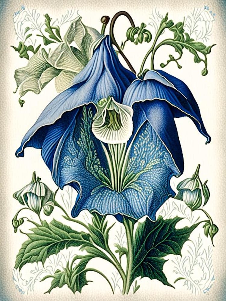 Canterbury Bell 2 Floral Botanical Vintage Poster Flower