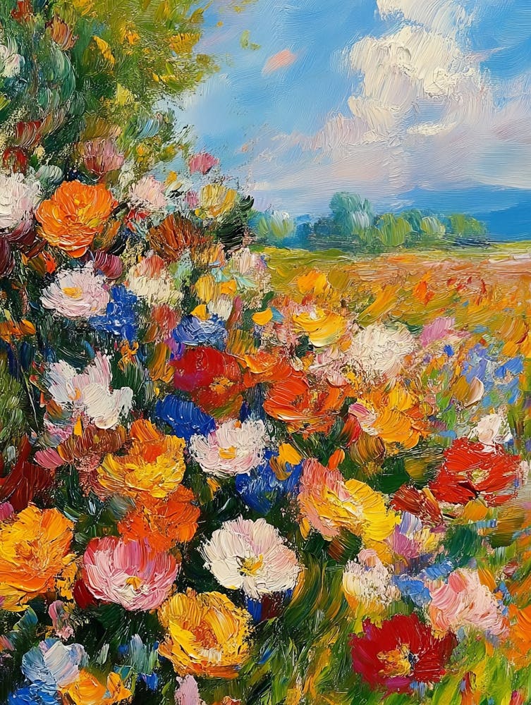 Flowers Paintings Monet Painting Claude Impressionism Paint Landscape Flower Meadow