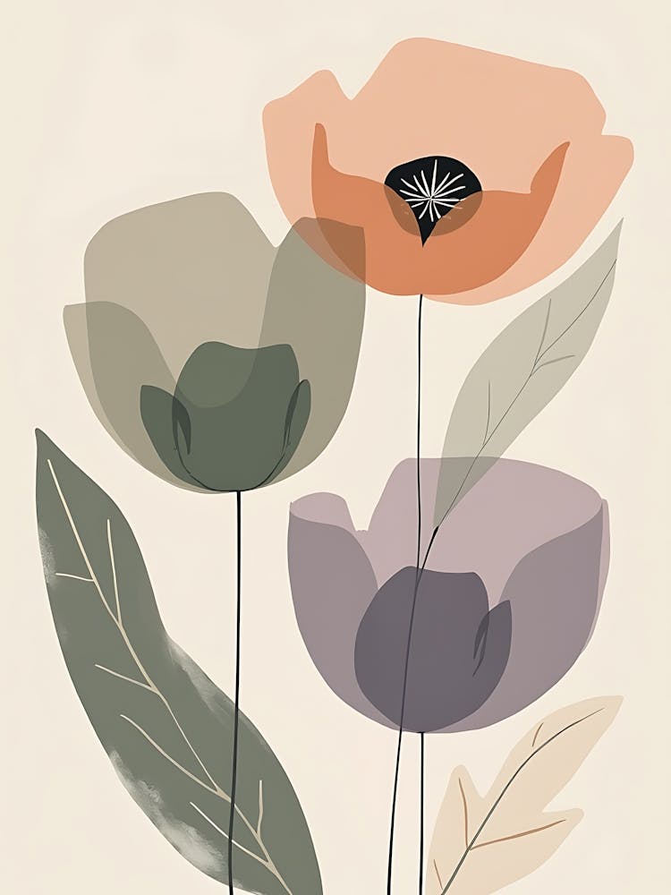 Muted Color Flower Paintings | Modern Botanical Aesthetic