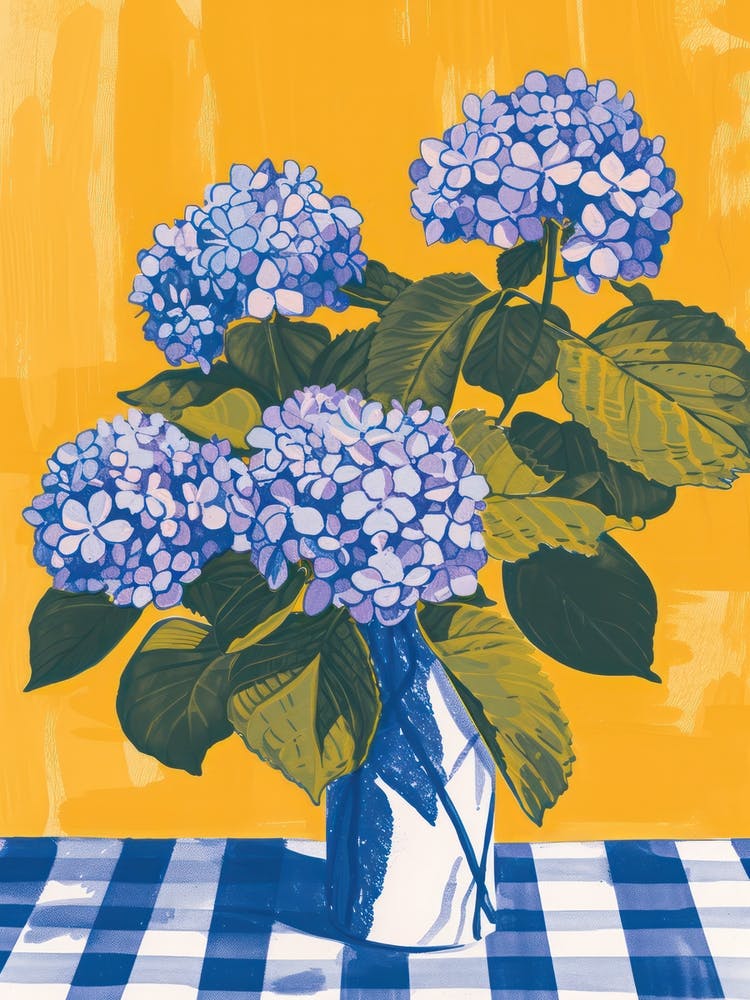 Hydrangea Flowers On A Table   Contemporary Illustration 3
