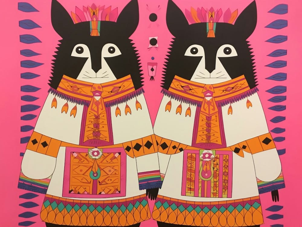Arctic Fox 1 Folk Style Animal Illustration