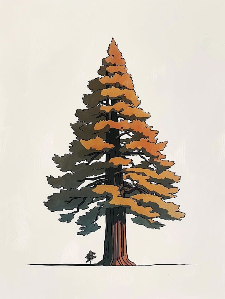 Redwood Tree Pixel Illustration 1