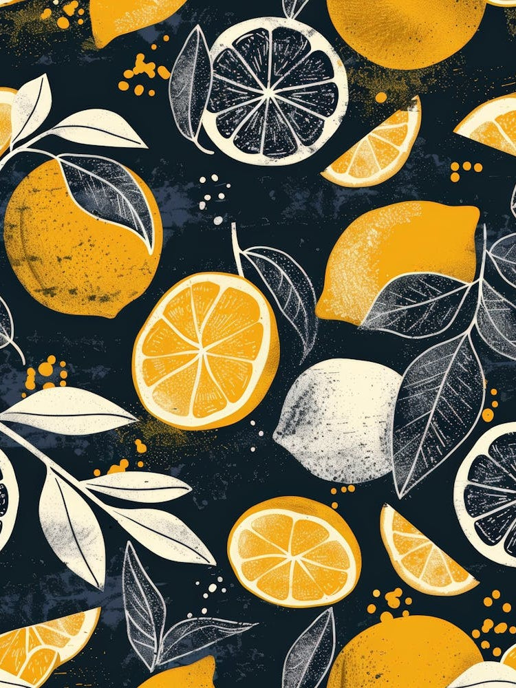 Lemons And Leaves Seamless Pattern