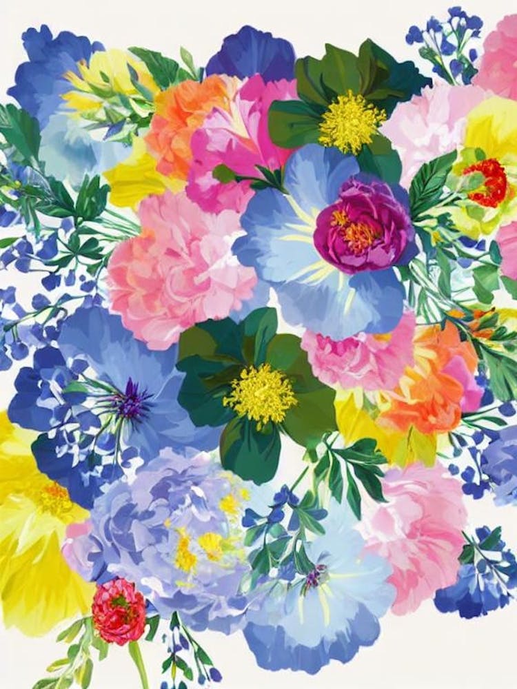 Peony Modern Colourful Flower