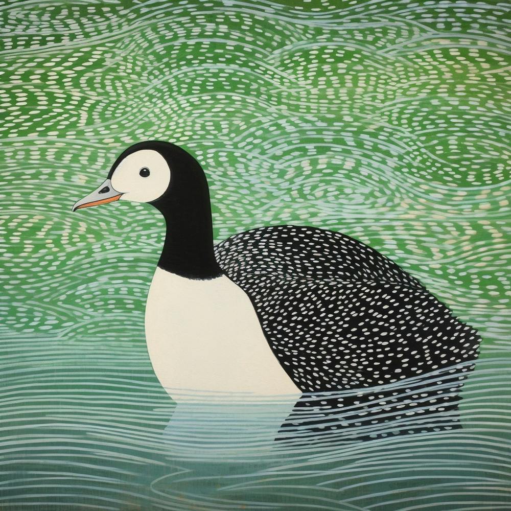 Ohara Koson Inspired Bird Painting Coot 1 Square
