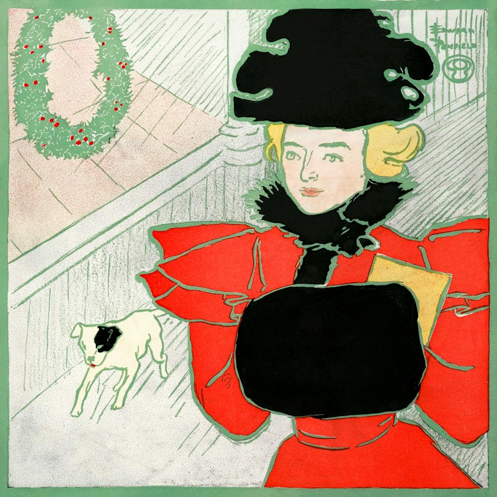 Vintage Christmas Card (1896), Edward Penfield