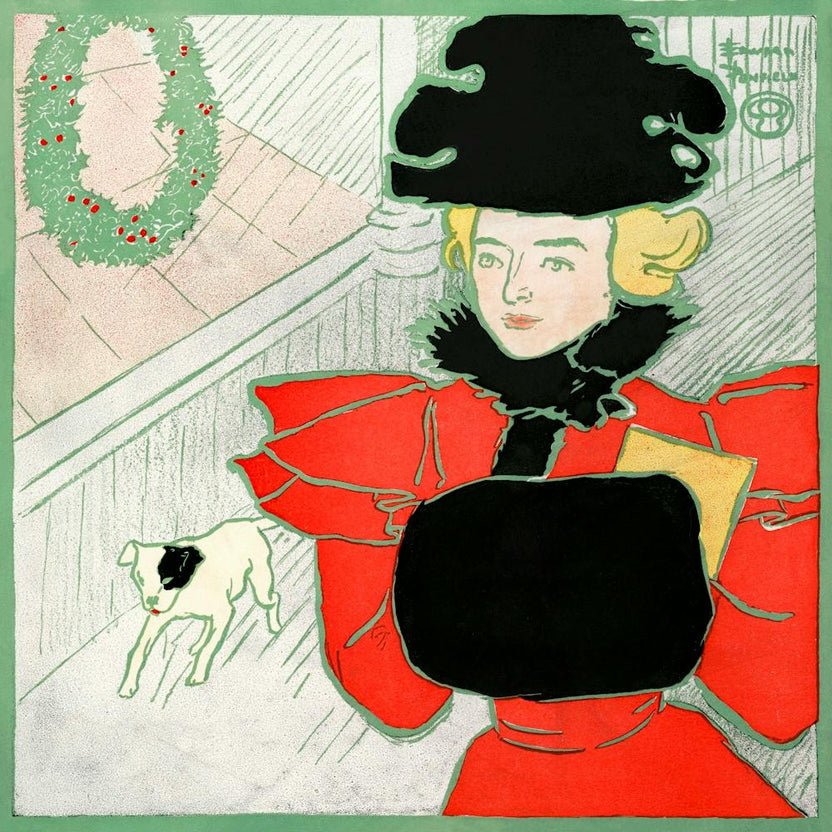 Vintage Christmas Card (1896), Edward Penfield