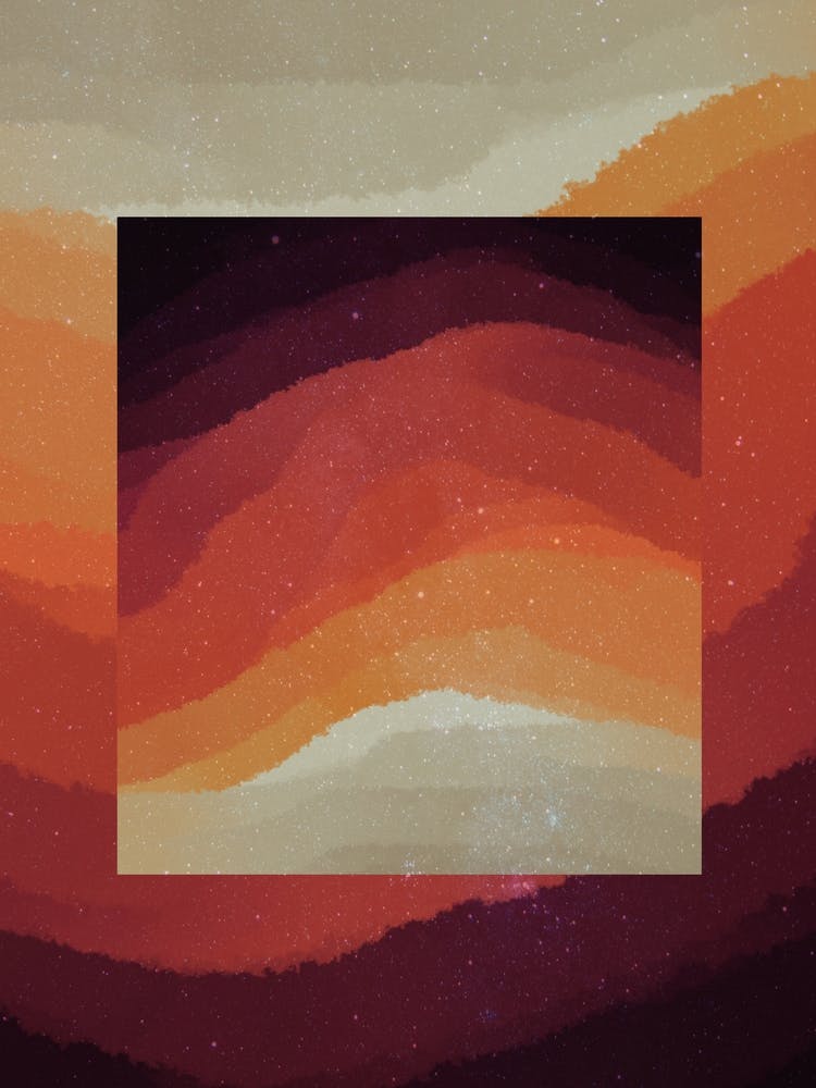 Minimal art abstract warm sky watercolor painting