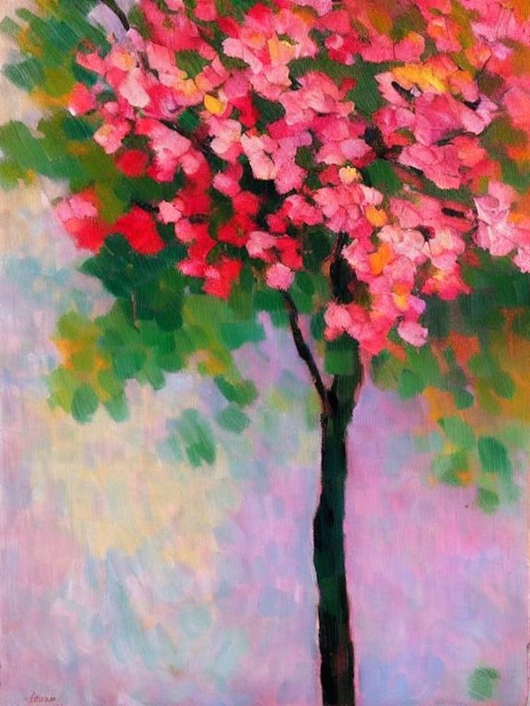 Flowering Cherry tree Abstract Block Colour