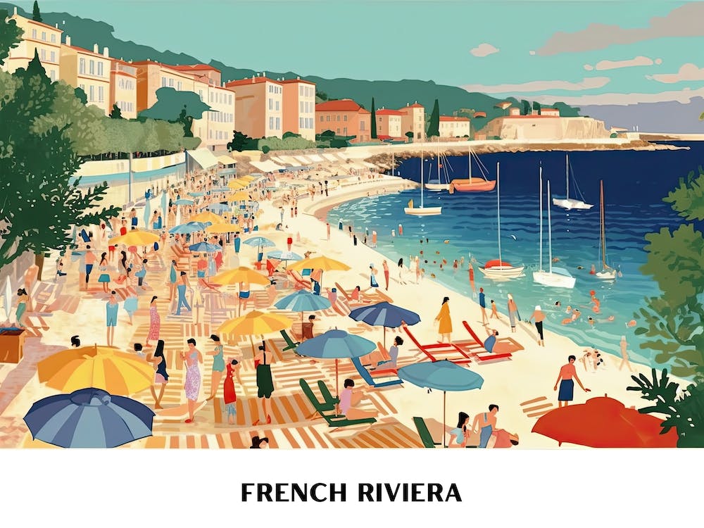 French Riviera Vintage Travel Poster Landscape 4