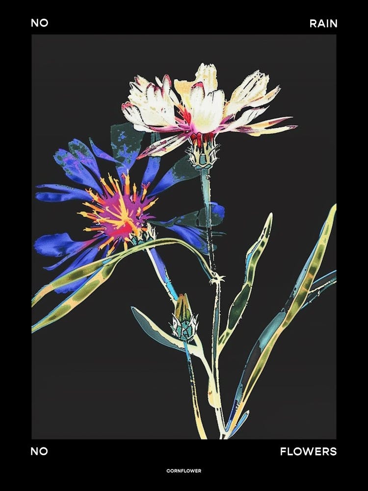 No Rain No Flowers Poster Cornflower 3