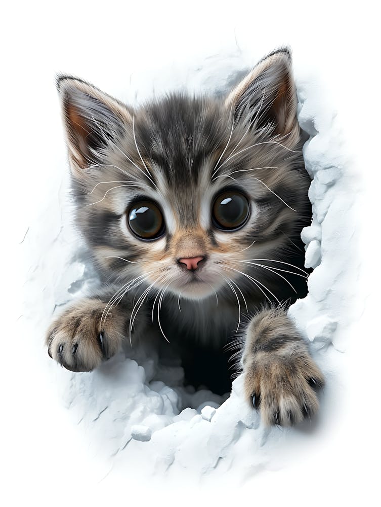 Kitten Peeking Out Of Hole