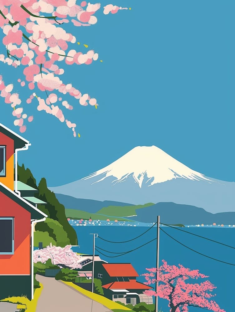 Hakone Japan 3 Colourful Illustration