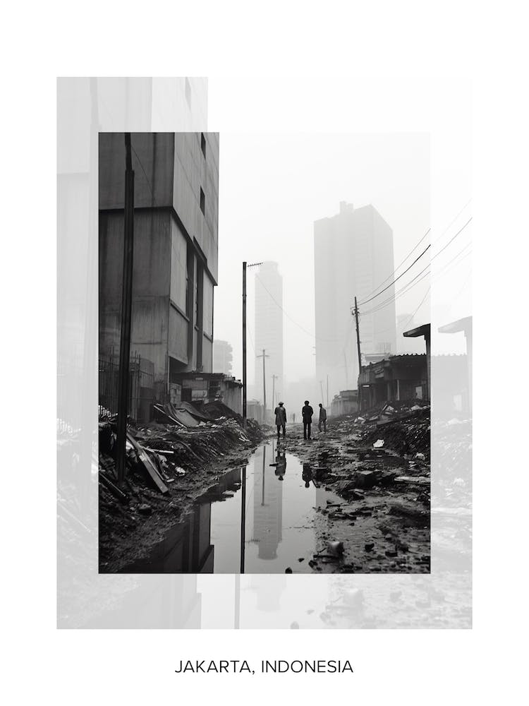 Poster Of Jakarta, Indonesia, Black And White Old Photo 3