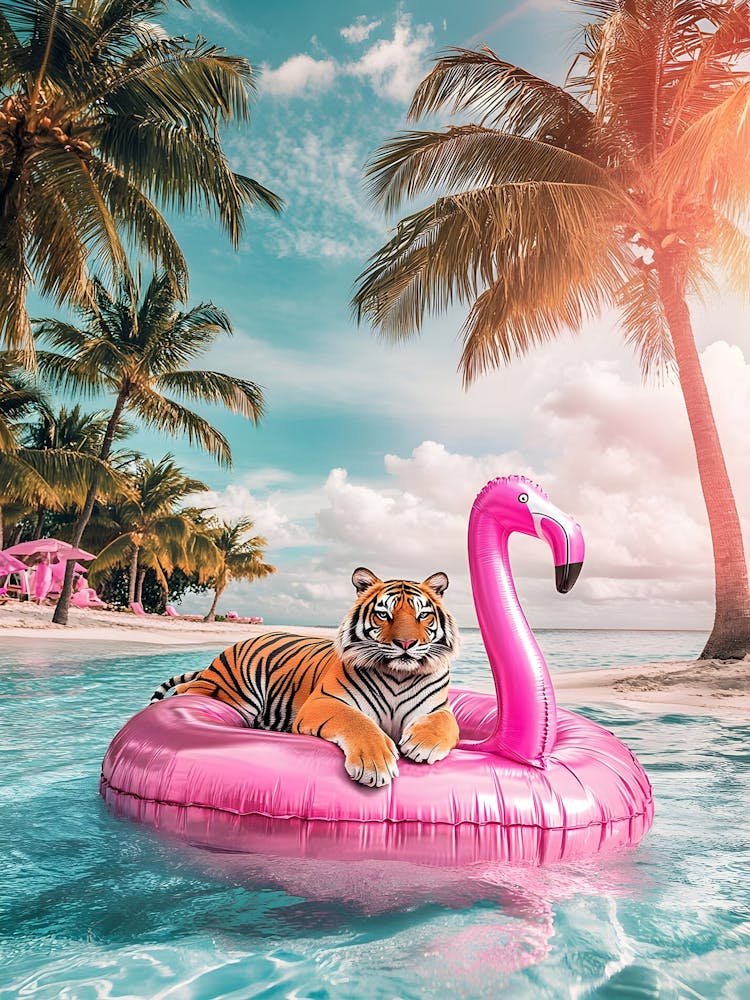 Pink Tiger In The Pool