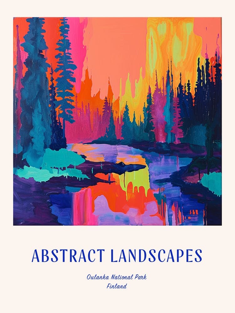 Colourful Abstract Oulanka National Park Finland 2 Poster Blue
