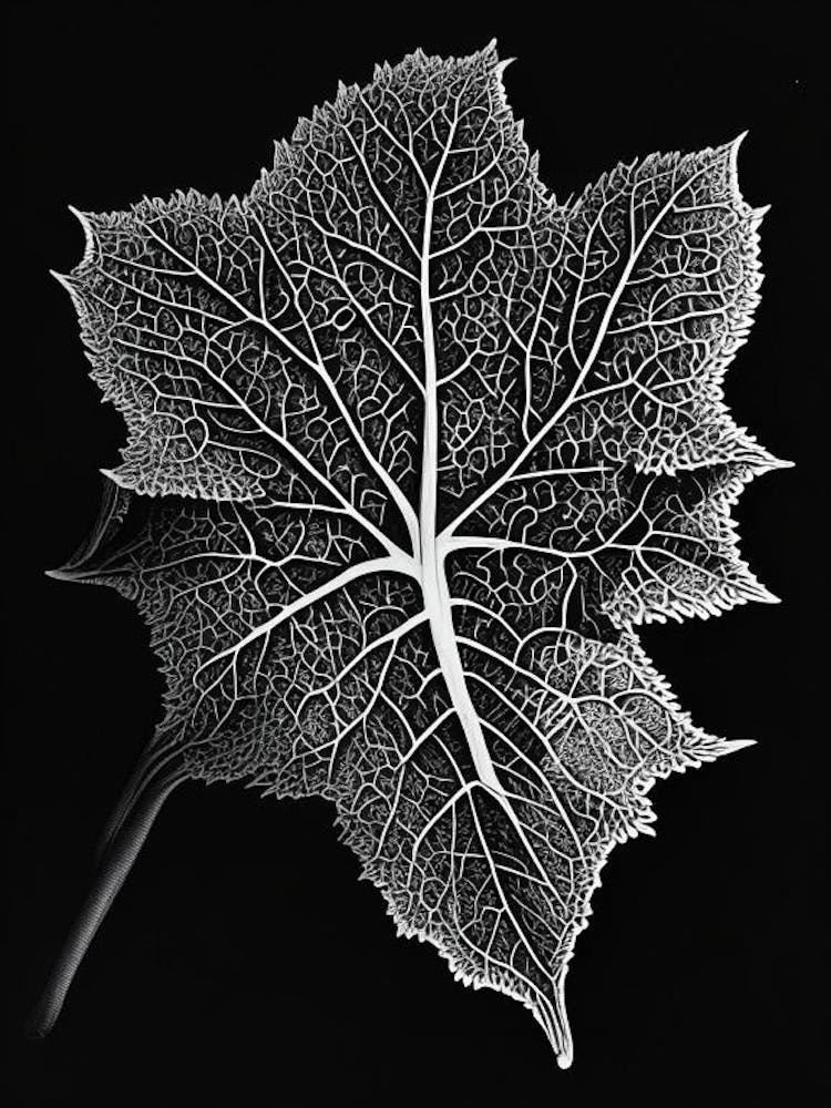 Mulberry Leaf Linocut 1