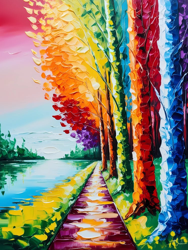 Colorful Trees By The Lake