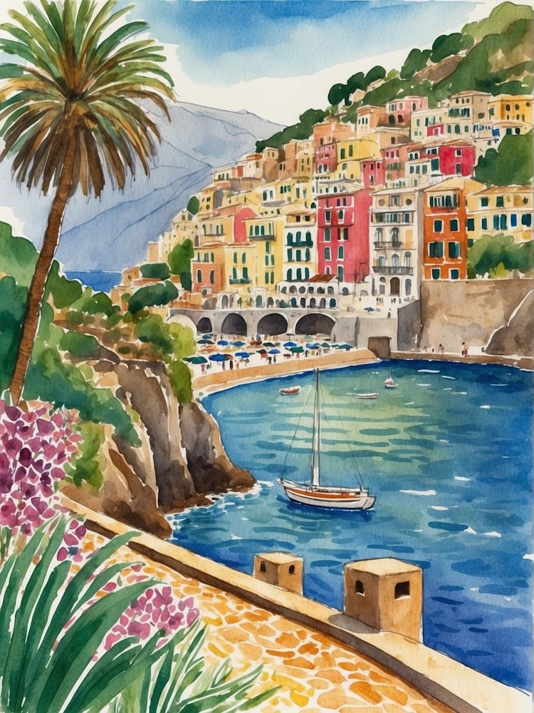 Cinque Terre Watercolor Painting