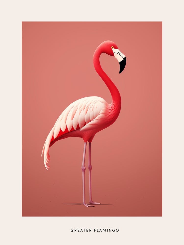 Minimalist Greater Flamingo 3 Bird Poster