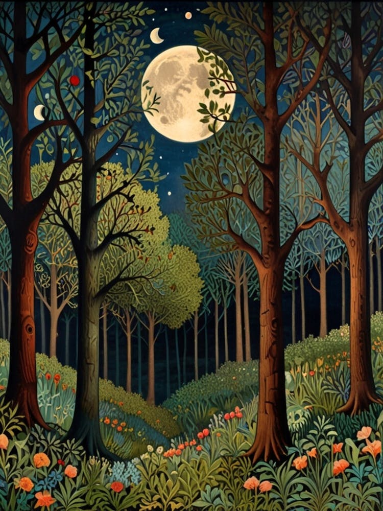 William Morris Moonlight In The Forest 64