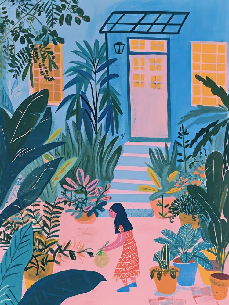 Girl Gardening Lo Fi Kawaii Illustration 2