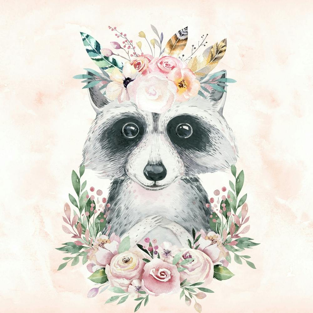 Impression raton laveur - Citations pour chambre d'enfant